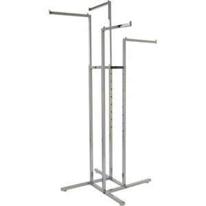 Heavy Duty 4 Way Clothing Rack, Adjustable Height Arms, Square Tubing